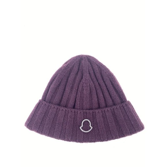 moncler burgundy cashmere ribbed beanie one size (B-9) - Picture 1 of 7